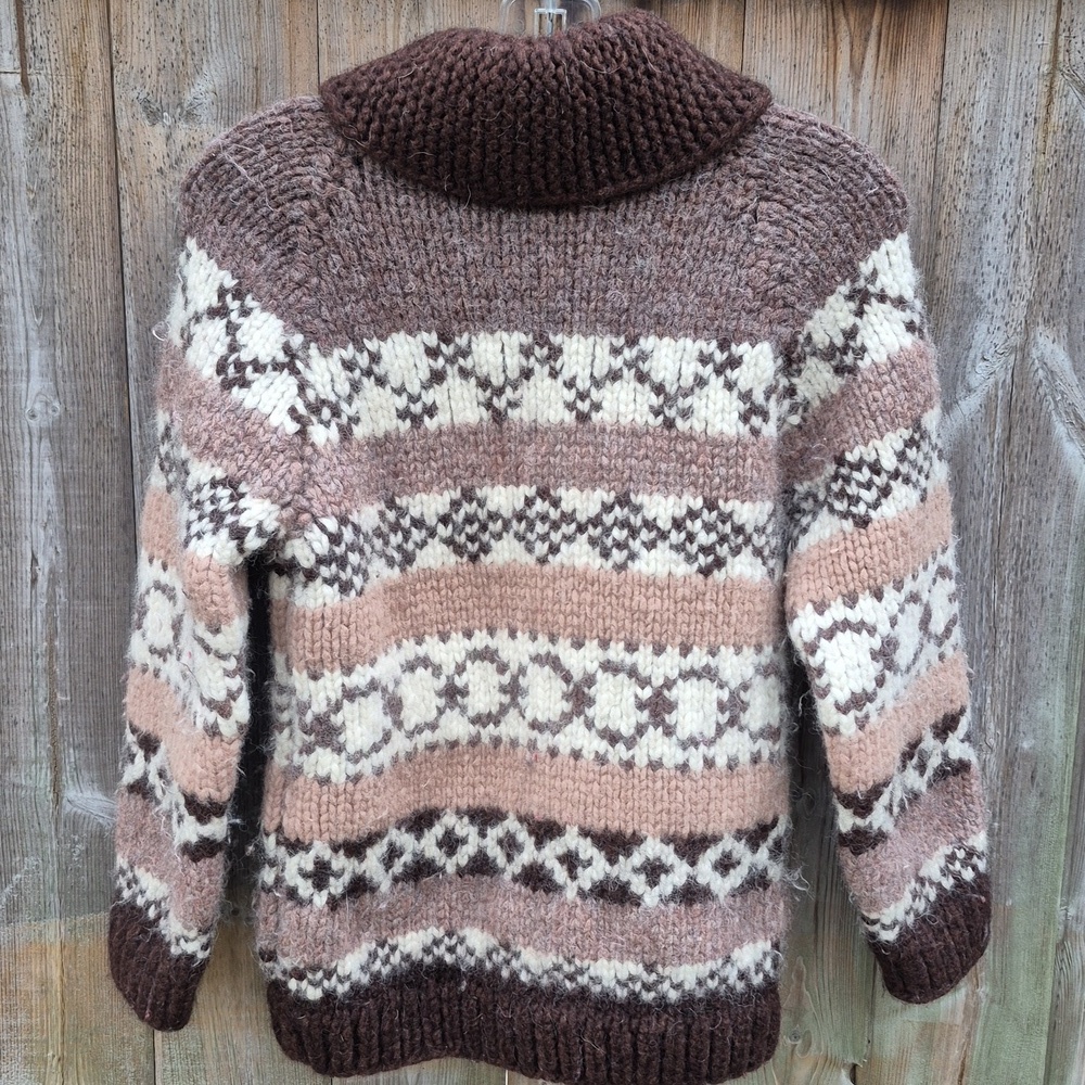Vintage Cowichan Cardigan Sweater Thick Warm Wool - Picture 12 of 17